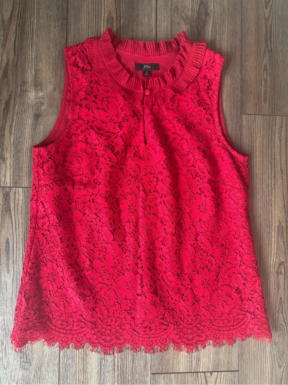 J Crew Red Lace Sleeveless Top S